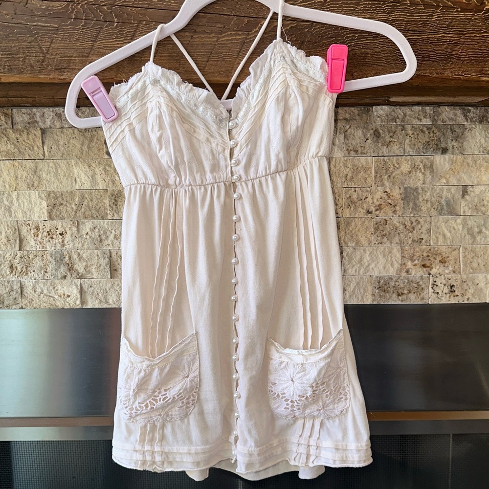 Women’s Spaghetti Strap Cream & Lace Top